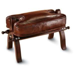  Handcrafted Leather Footstool, Compare at $225.00