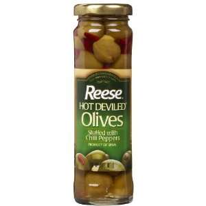 Reese Reese Hot Deviled Chili Pepper Stuffed Olive, Jars, 3 oz  