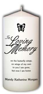 Personalized Butterfly In Loving Memory Memorial Candle  