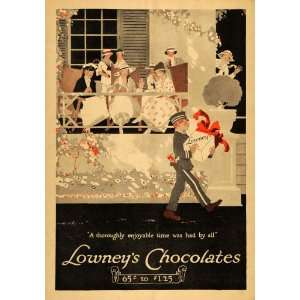 1917 Ad Lowneys Chocolates Delivery Boy Women Porch   Original Print 