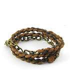 H942 Surfer Tribal Woven Brown Leather Men/Women Butto