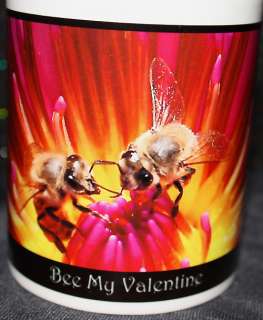 Bee My Valentine Kissing Honey Bees on a Water Lily Flower Porcelain 