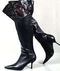 victoria secret thigh high black leather boots  
