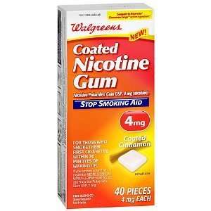 4 mg Stop Smoking Aid Coated Nicotine Gum, Cinnamon, 40 ea