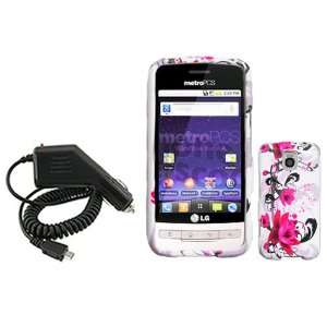   Case Faceplate Cover + Rapid Car Charger for LG Optimus M MS690 Cell
