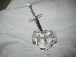 Steuben Glass Works Excalibur Sword & Crystal stone Paper Weight 