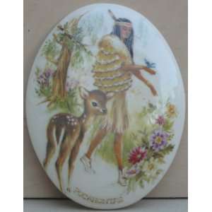  Oval Ceramic Wall Painting Plaque of Pocahontas by Peggy 