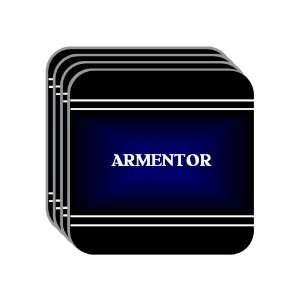 Personal Name Gift   ARMENTOR Set of 4 Mini Mousepad Coasters (black 
