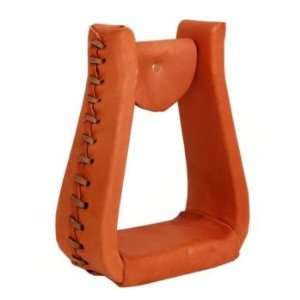  American Leather Covered Deep Roper Stirrups