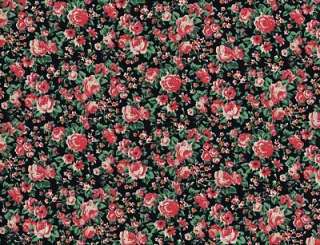 Quilt Quilting Fabric Concord Calico Flower Jubilee Floral Black Red 
