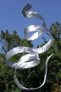 Large Modern Abstract Silver Metal Art Indoor/Outdoor Sculpture  