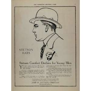  1915 Vintage Ad John B. Stetson Hats Comfort Derby Man 