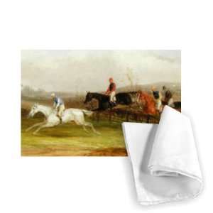  Steeplechasing The Brook (oil on canvas)    Tea Towel 