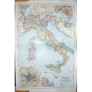   BACON MAP 1894 ITALY PLAN ROME PALERMO MESSINA NAPLES
