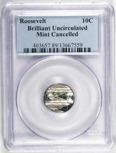 ROOSEVELT 10c DIME MINT CANCELED ERROR COIN IN A PCGS HOLDER  
