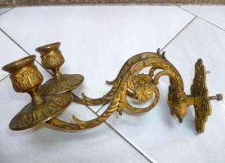 ANTIQUE french BRONZE Ornate CANDLE WALL SCONCE  