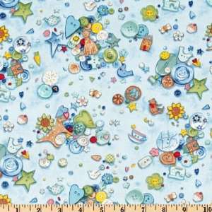  45 Wide Stash Buttons Blue Fabric By The Yard Arts 