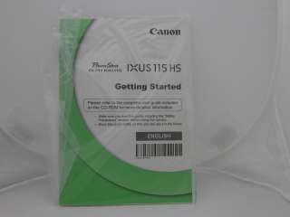 Genuine Canon IXUS 115 HS Powershot Manual & Software  