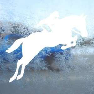  Horse Jumping White Decal Car Laptop Window Vinyl White 