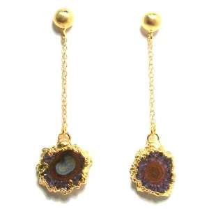   Gold Vermeil Abyss Dangle Earrings With Gold Dipped Stalactite Slice