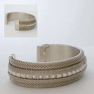   Metal Mesh Cuff with Channel Inset Sarah Cavender Metalworks Jewelry
