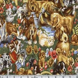  45 Wide Perfect Pets Puppies at Play Multi Fabric By The 