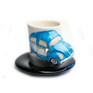  Blue Beetle Handmade Espresso Cup And Saucer (5cm x 8cm 