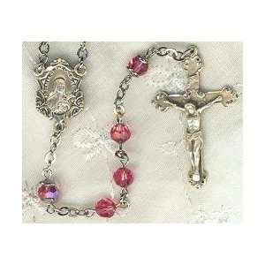 St. Therese Pink Crystal Patron Saint Rosary