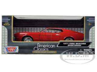 1971 FORD MUSTANG SPORTSROOF RED 1/24 DIECAST MODEL BY MOTORMAX 73327 