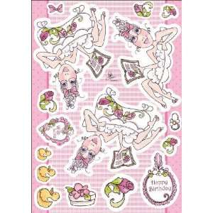 Loralie Die Cut Punch Out Sheet 8X12 Book Tub W/Pink Foil & Glitter 