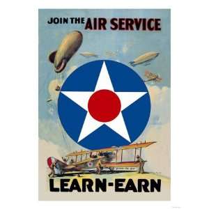 Join the Air Service, Learn and Earn Giclee Poster Print, 24x32