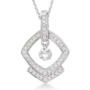  Square Shaped Diamond Pendant Necklace 14K White Gold (0 