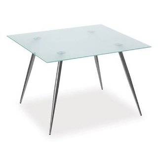   Square Breakroom Table 36 Frosted Tempered Glass/Chrome 4 Post Legs