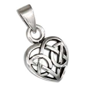  Sterling Silver Woven Knot Celtic Heart Pendant. Jewelry