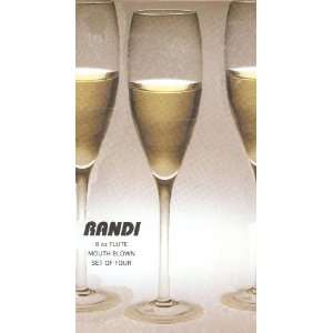  Randi Mouth Blown Champagne Flutes, Set of Four Kitchen 