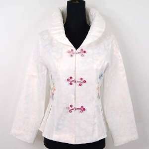  Chinese Embroidery Jacket Floral Top White Available Sizes 