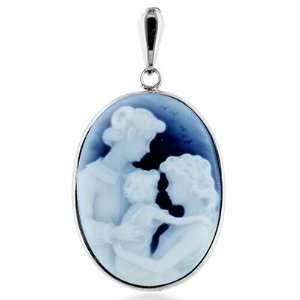  14K Gold Frame Family Cameo Pendant Jewelry