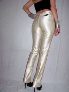 VTG spandex CHAMPAGNE disco HIGH WAIST shiny pants  