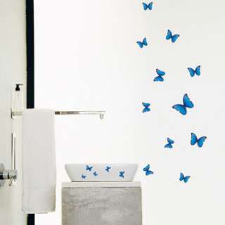 wall paper decals stickers mural decal art removable blue butterly
