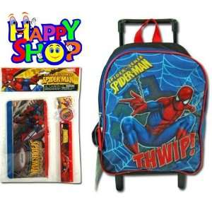  Rolling Back Pack with Spiderman 4 PC Stationery Set Toys & Games