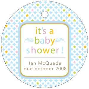  Baby Keepsake Blue Stars Design Baby Shower Circle Shaped 