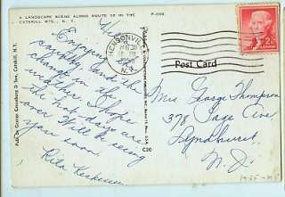 1955 CATSKILL MTS NEW YORK ROUTE 32 ROAD ANTIQUE NY PC  