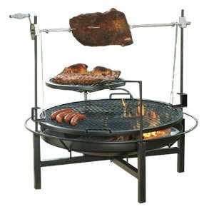  48 Round Rock Firepit, Rotisserie & Grill Patio, Lawn & Garden