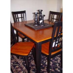  Dinning Breakfast Table Solid Wood Black and Cherry Finish 