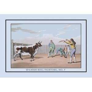  Vintage Art Spanish Bull Fighting, No. 7 Attack By the 