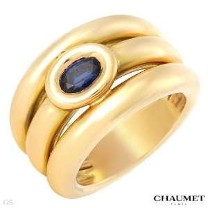 Chaumet 18K Yellow Gold 0.35 CTW Sapphire Ladies Ring. Ring Size 4.5 