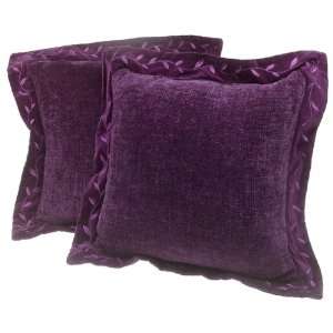  Arlee Chenille 20 Inch Flange Accent Pillow with Embroidery 
