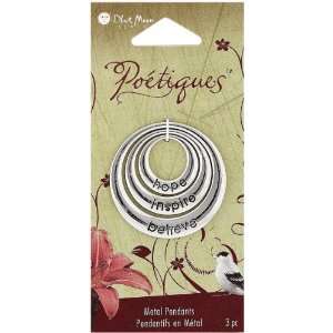   Metal 3 Ring Word Pendant, 3/Pkg, #2, Silver Arts, Crafts & Sewing