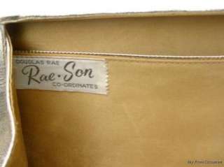 Vtg Clutch Metallic Gold Leather 50s Bag Purse Rae Son  