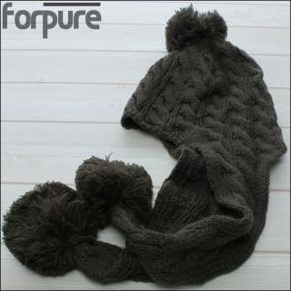   BEANIE Cable Crochet Ski Snowboad Cap Ear flap Winter hats 35  